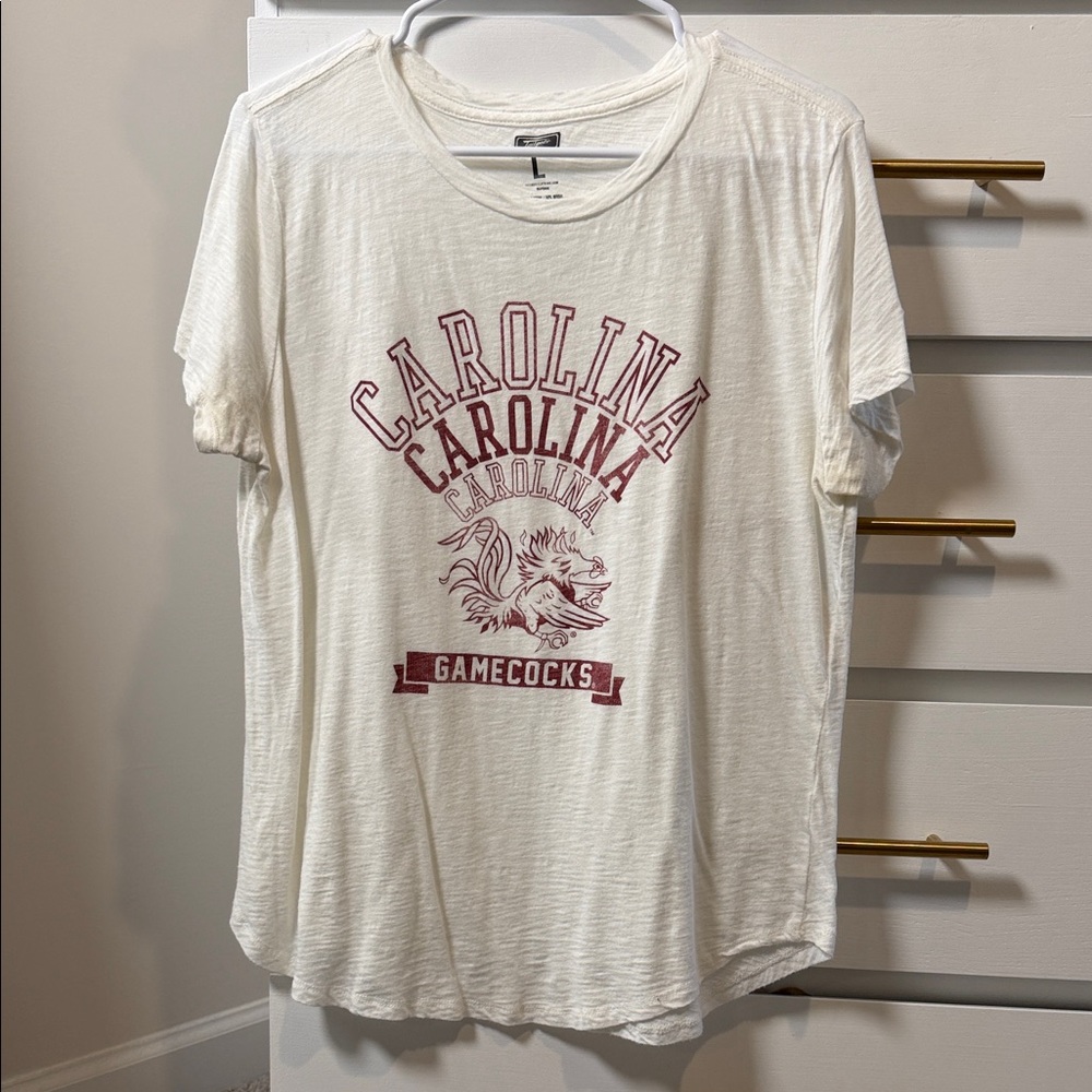 White Graphic Tee with Red Print